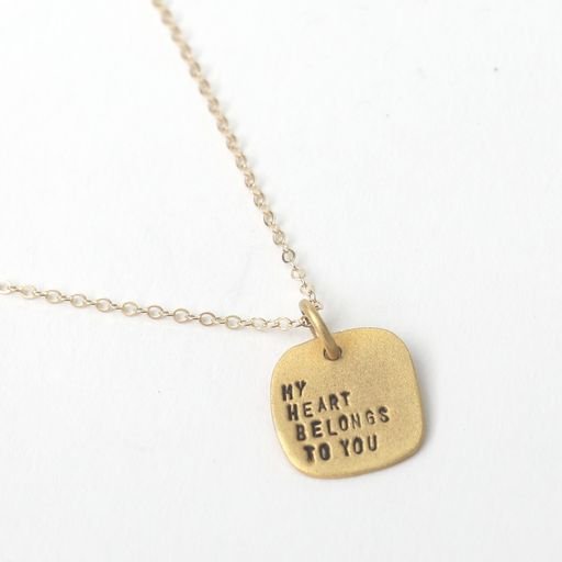 My Heart Belongs To You Square Pendant Necklace