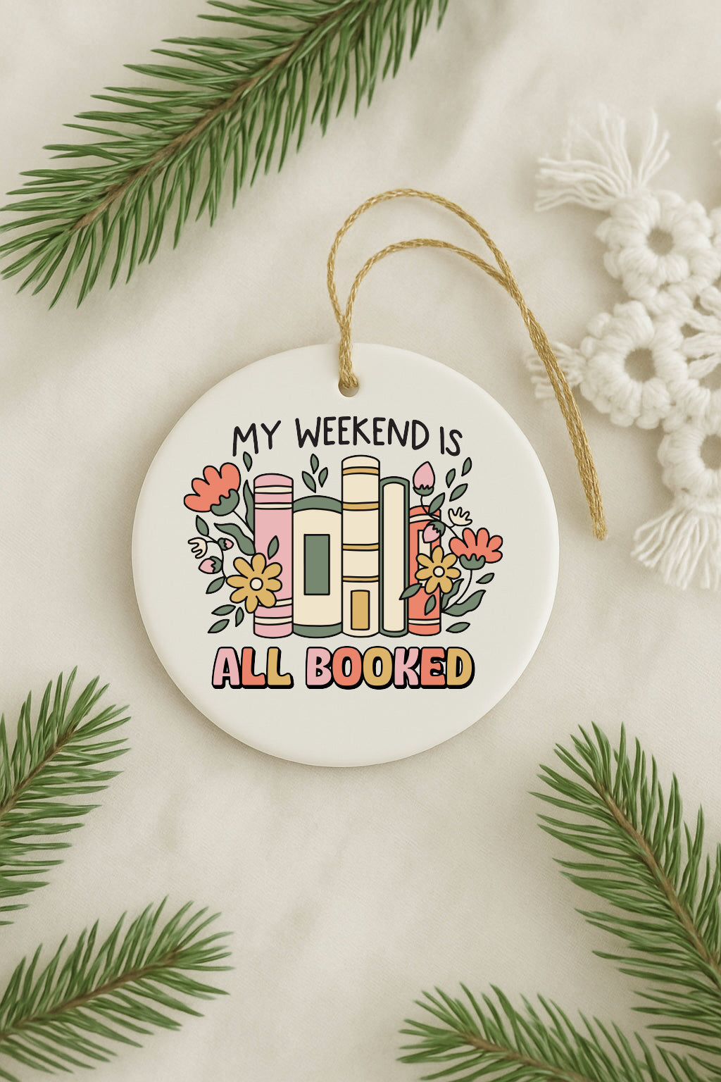All Booked Bookish Christmas Ornament
