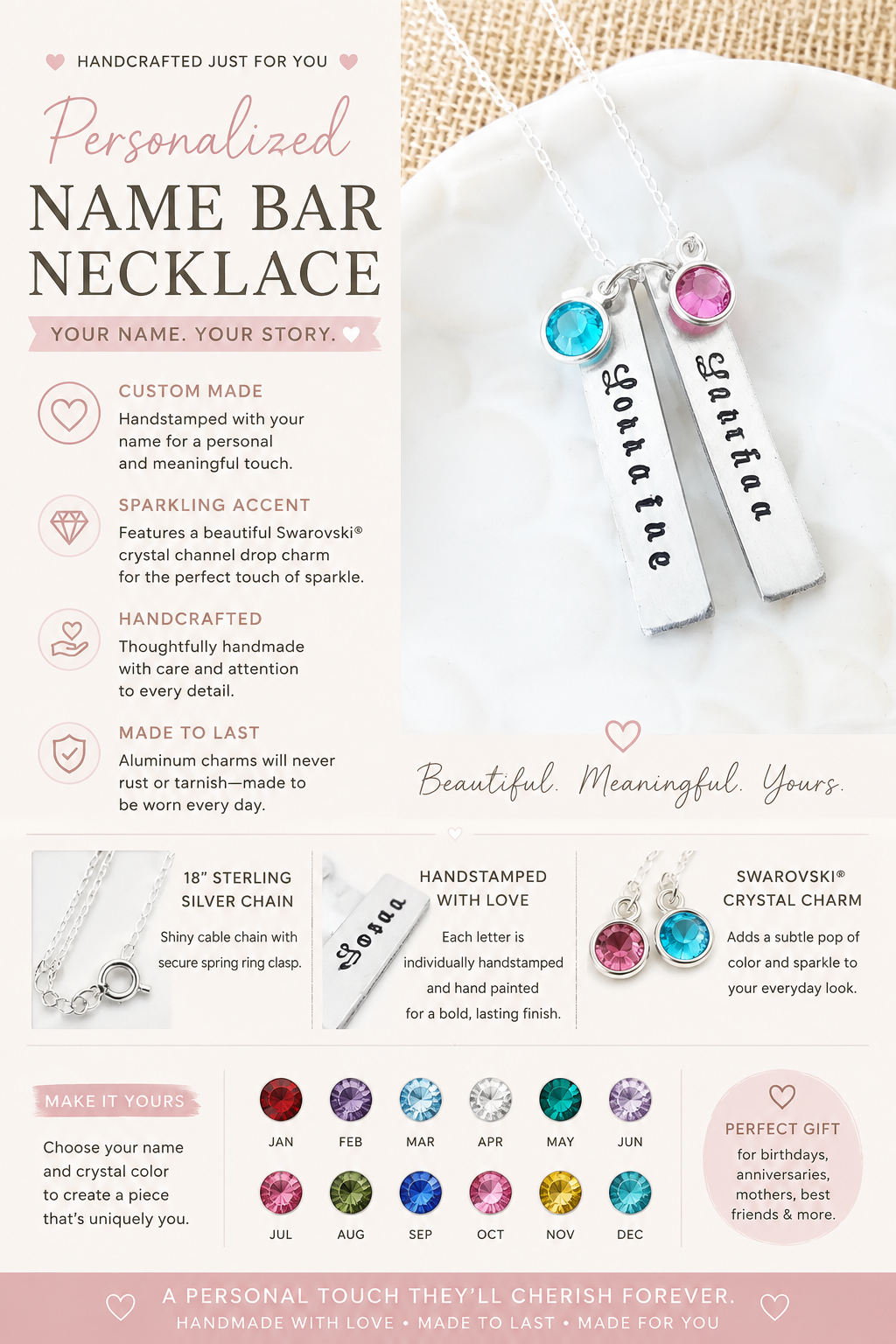 Mommy Necklace - Personalized Name Bar - Sterling Silver Necklace