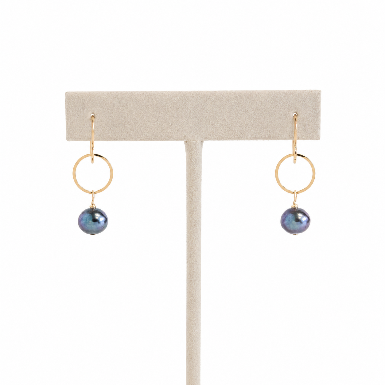 Peacock Freshwater Pearl Circle Earrings | Sterling Silver or Gold Filled