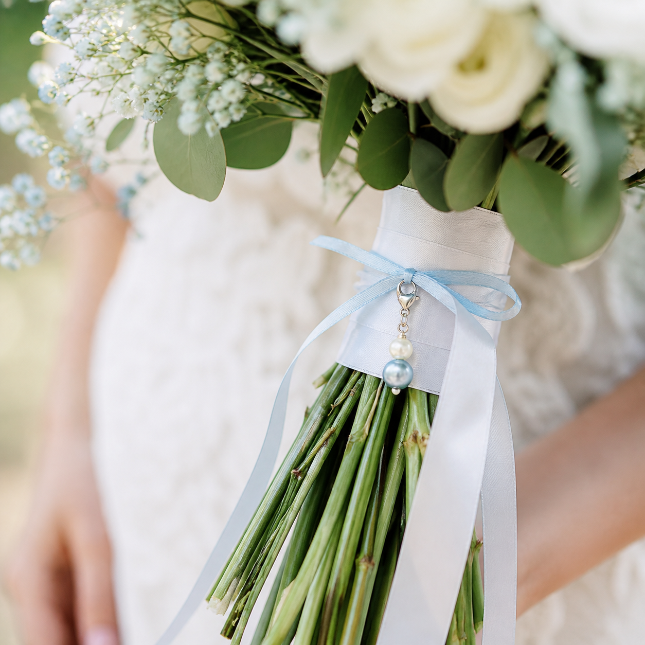 Something Blue Bridal Charm – Freshwater Pearl & Swarovski Clip-On