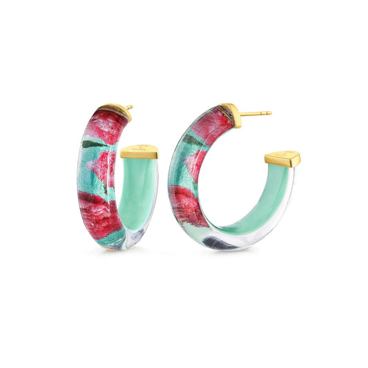 Peony Illusion Hoop Earrings