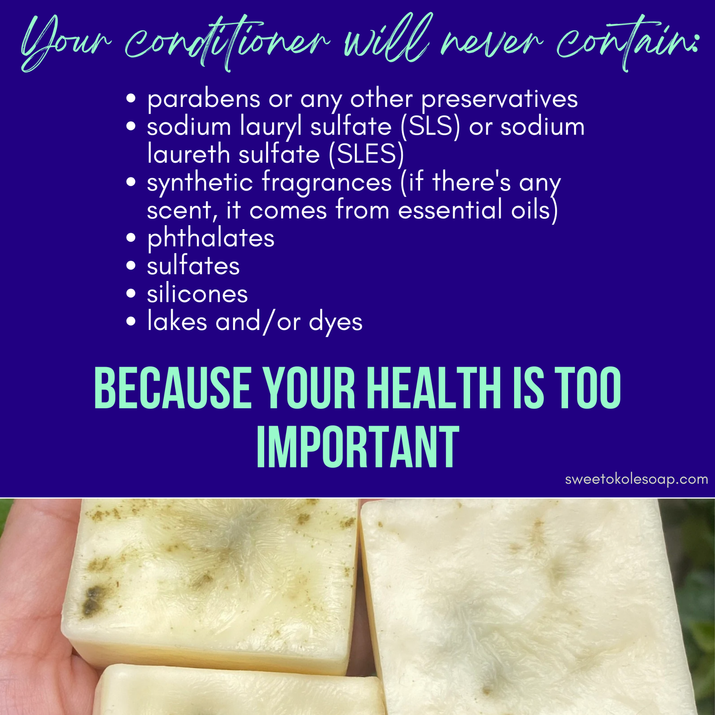 Non-Toxic Conditioner Bar w/ Rosemary, Mint & Moringa