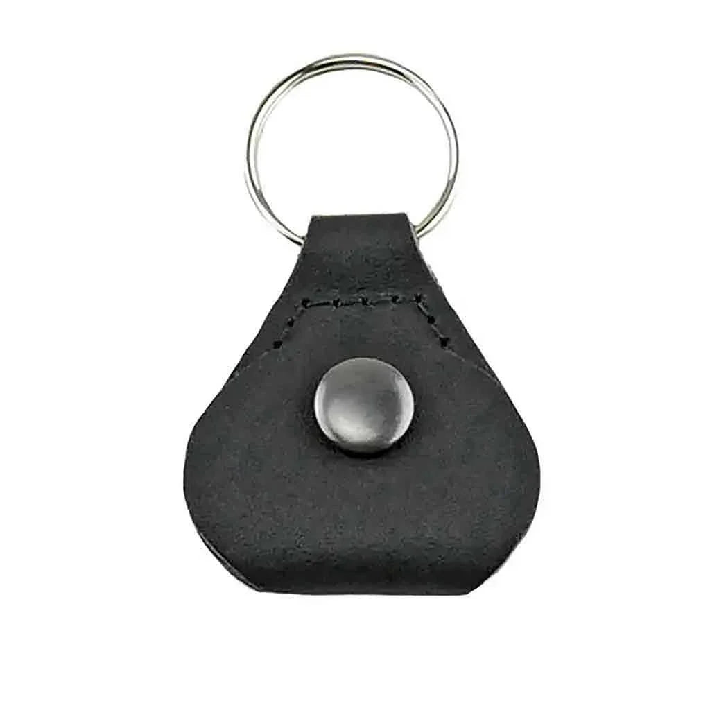 Leather Guitar Pick Holder Keychain – Snap Case for Picks – Black, Brown, Tan or White – Gift for Guitar Player