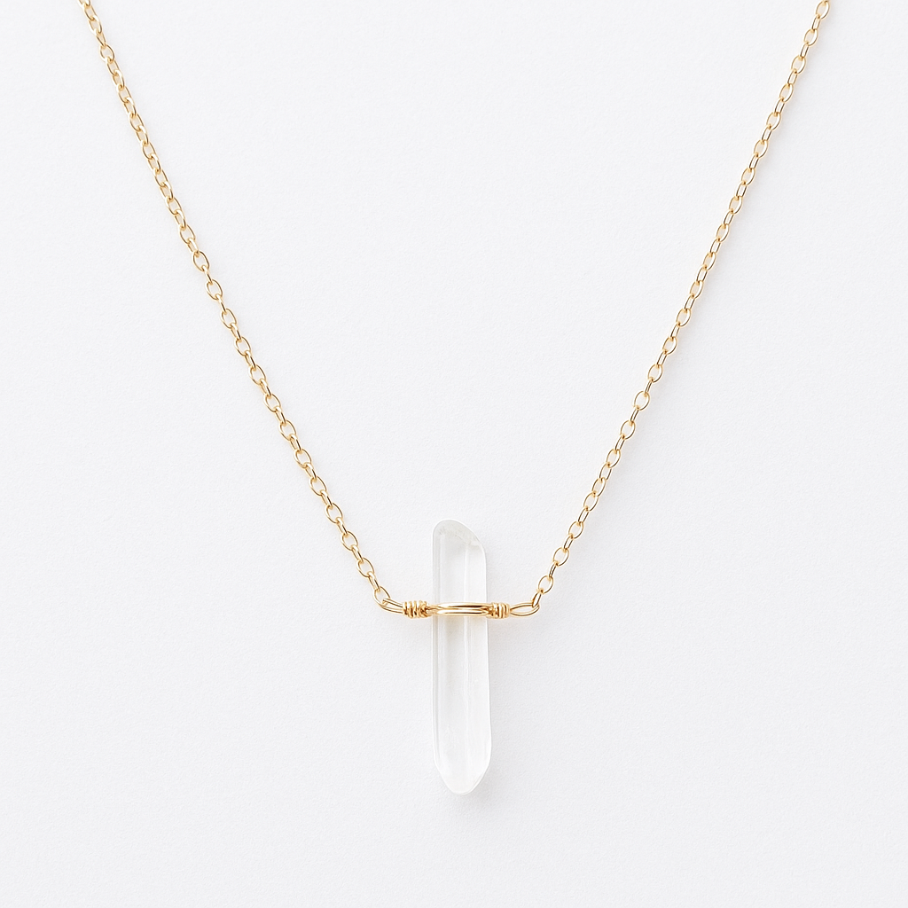 Single Quartz Crystal Necklace – Gold Filled, Wire Wrapped, Choose Your Length, Made to Order