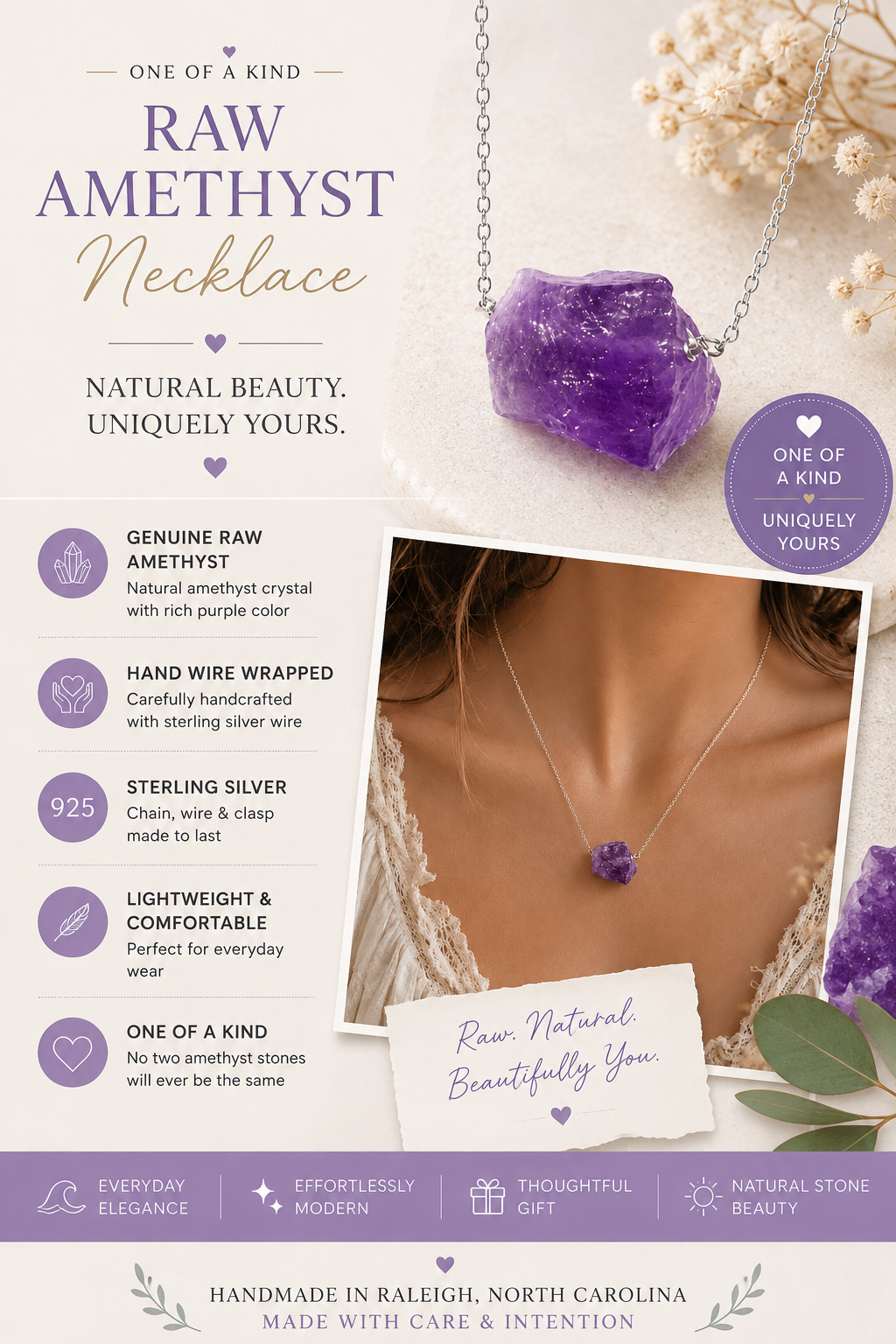 OOAK Raw Amethyst Necklace