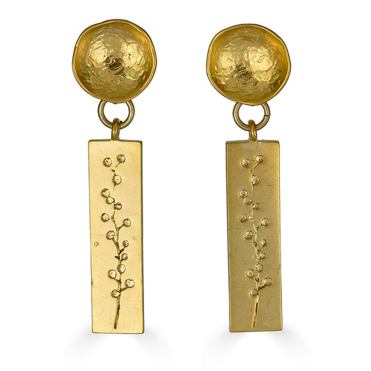 Rectangle Floral Dangle Earrings
