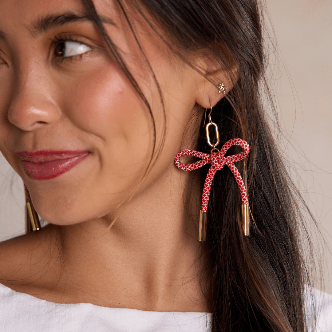 Red & White Simone Cord Earring