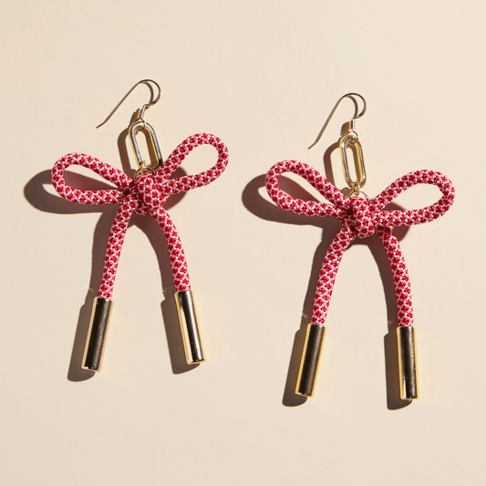Red & White Simone Cord Earring