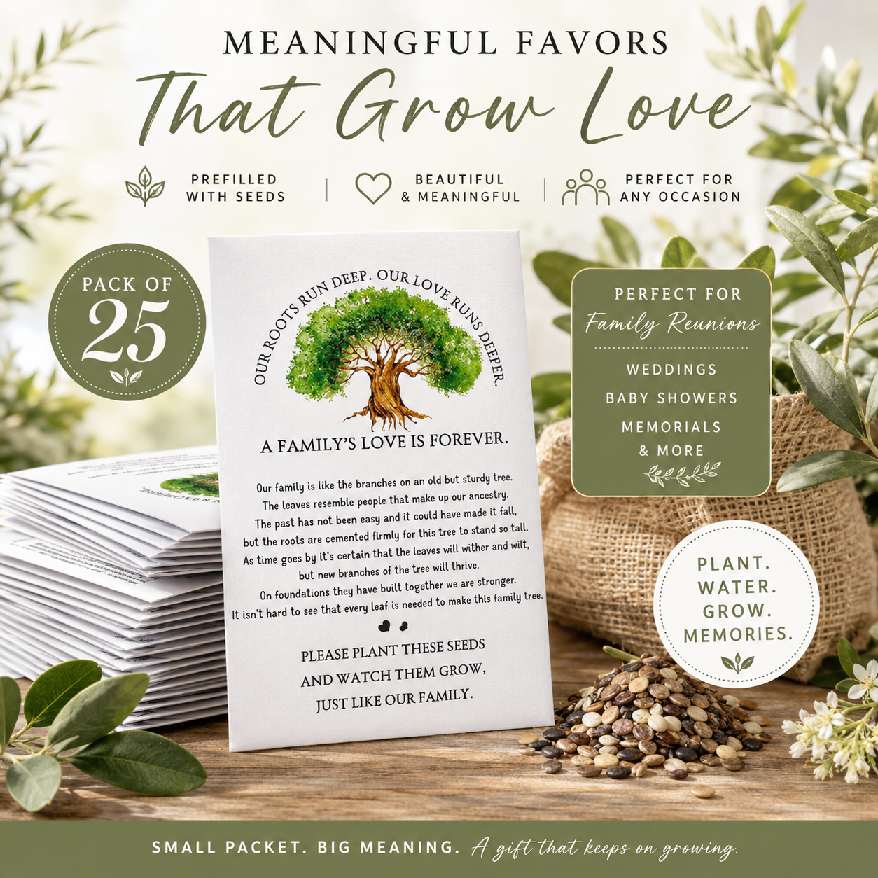 Family Reunion Seed Packet Favors – Set of 25