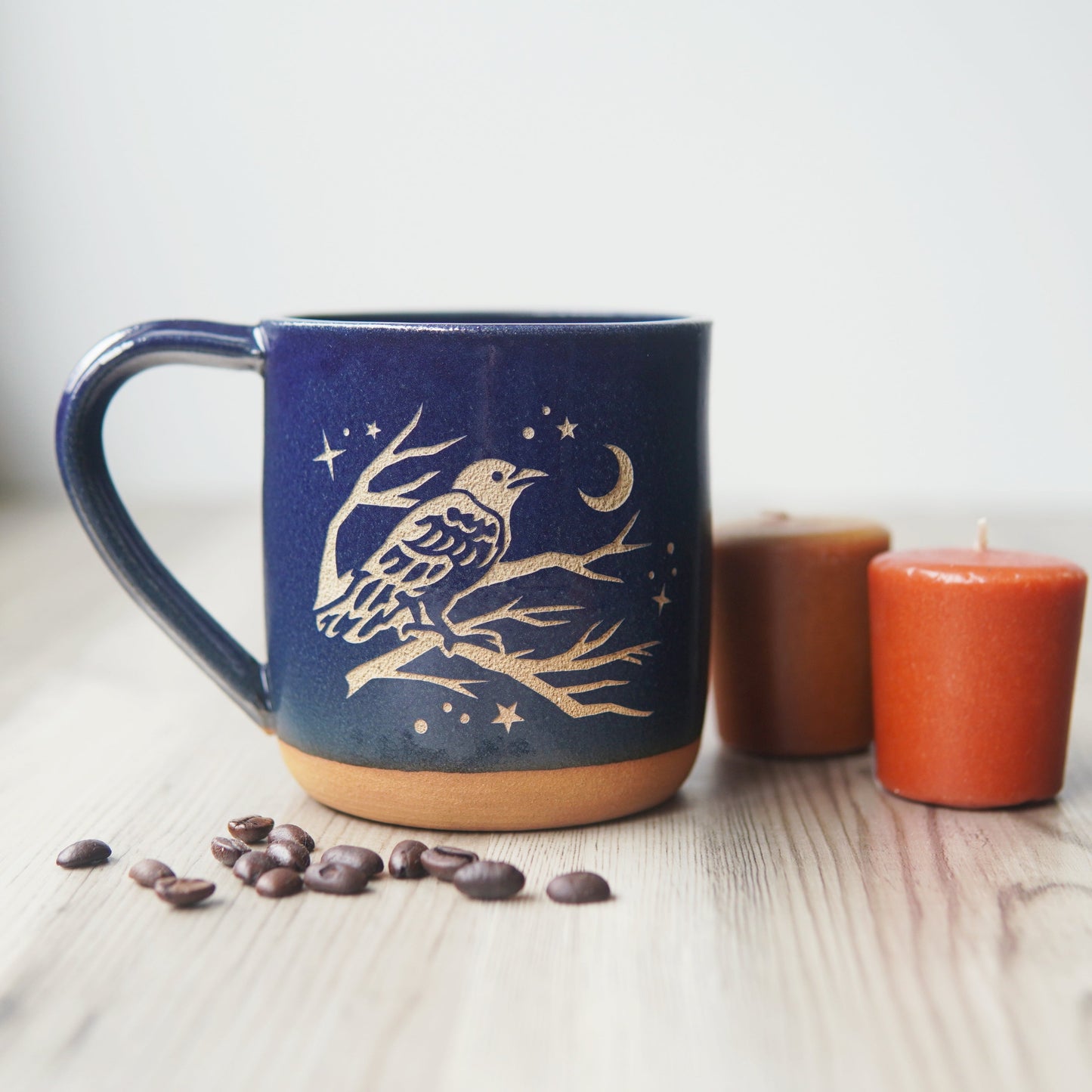Crow Mug, Farmhouse Style Handmade Pottery
