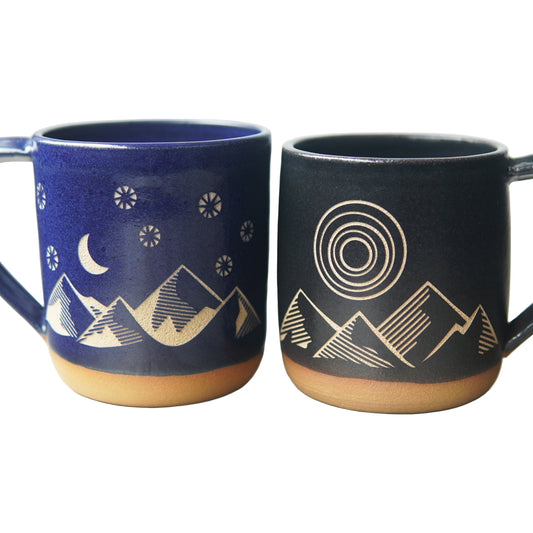 Good Morning + Good Night Mug, Farmhouse Style Handmade Pottery