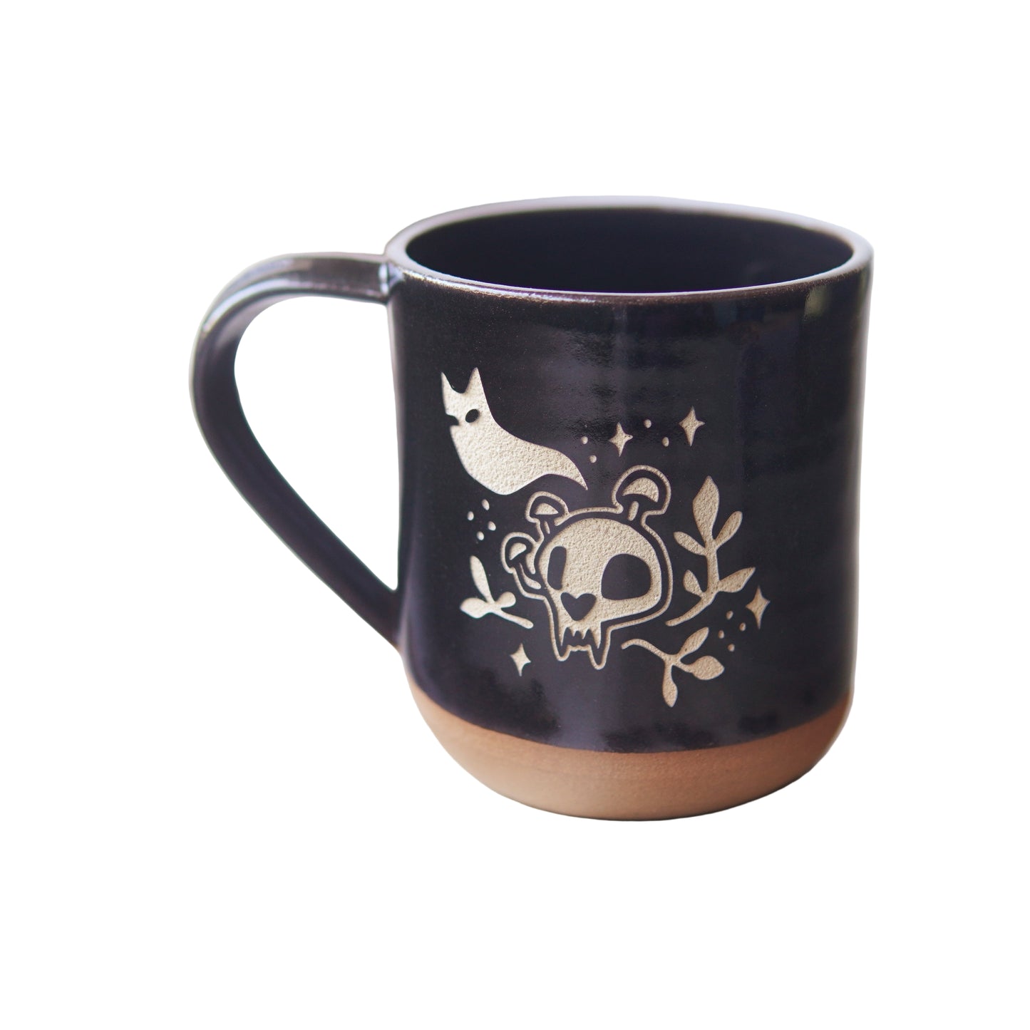 Haunted Cat Skull Mug, Farmhouse Style Handmade Pottery