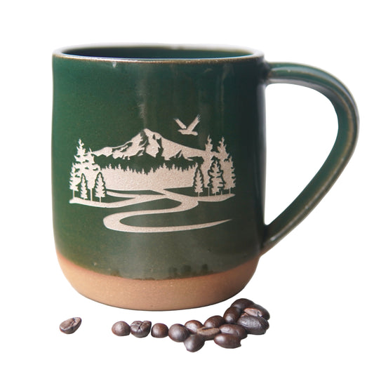 Mount Hood Mug, Farmhouse Style Handmade Pottery