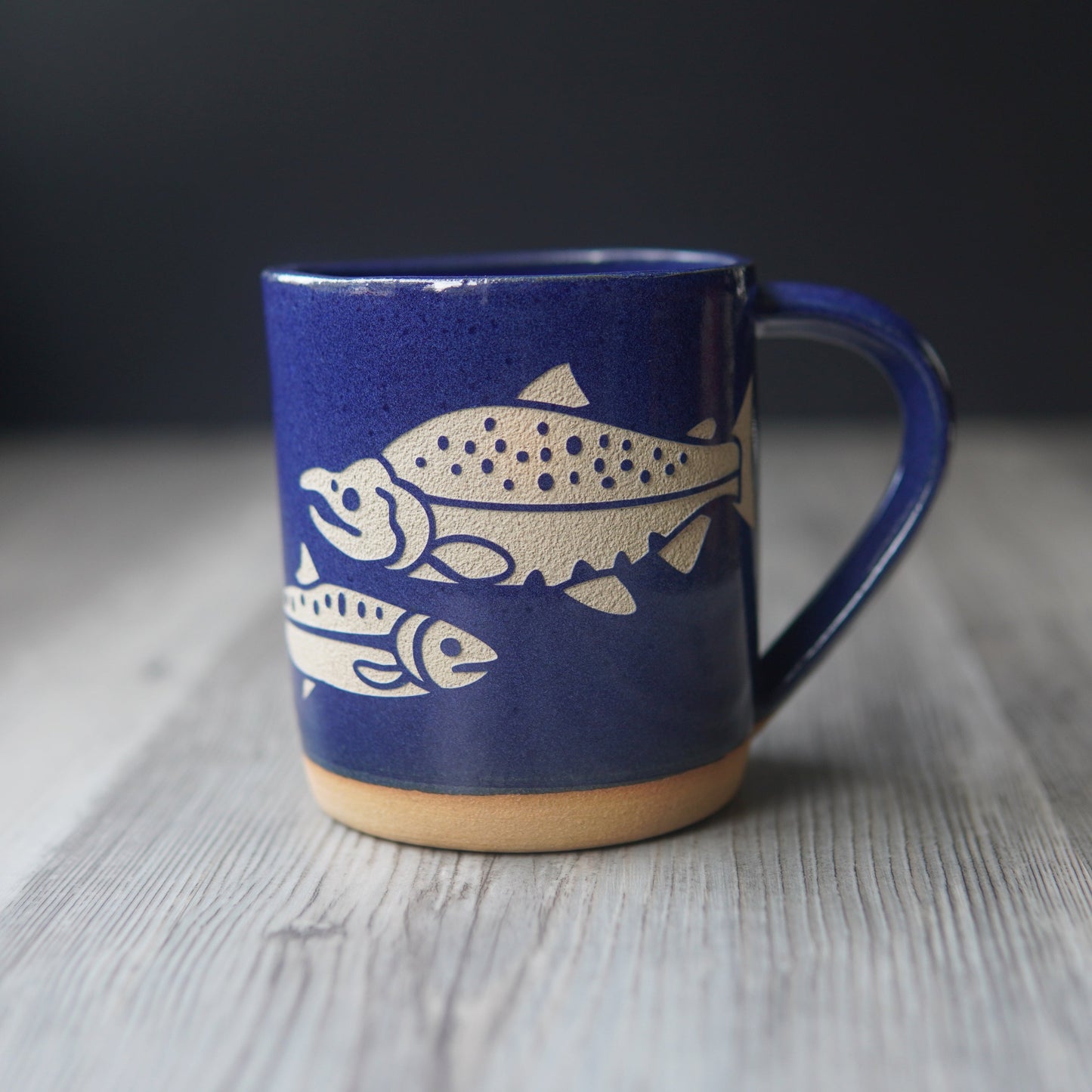 Salmon Fish Mug, Farmhouse Style Handmade Pottery