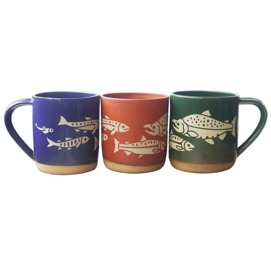 Salmon Fish Mug, Farmhouse Style Handmade Pottery