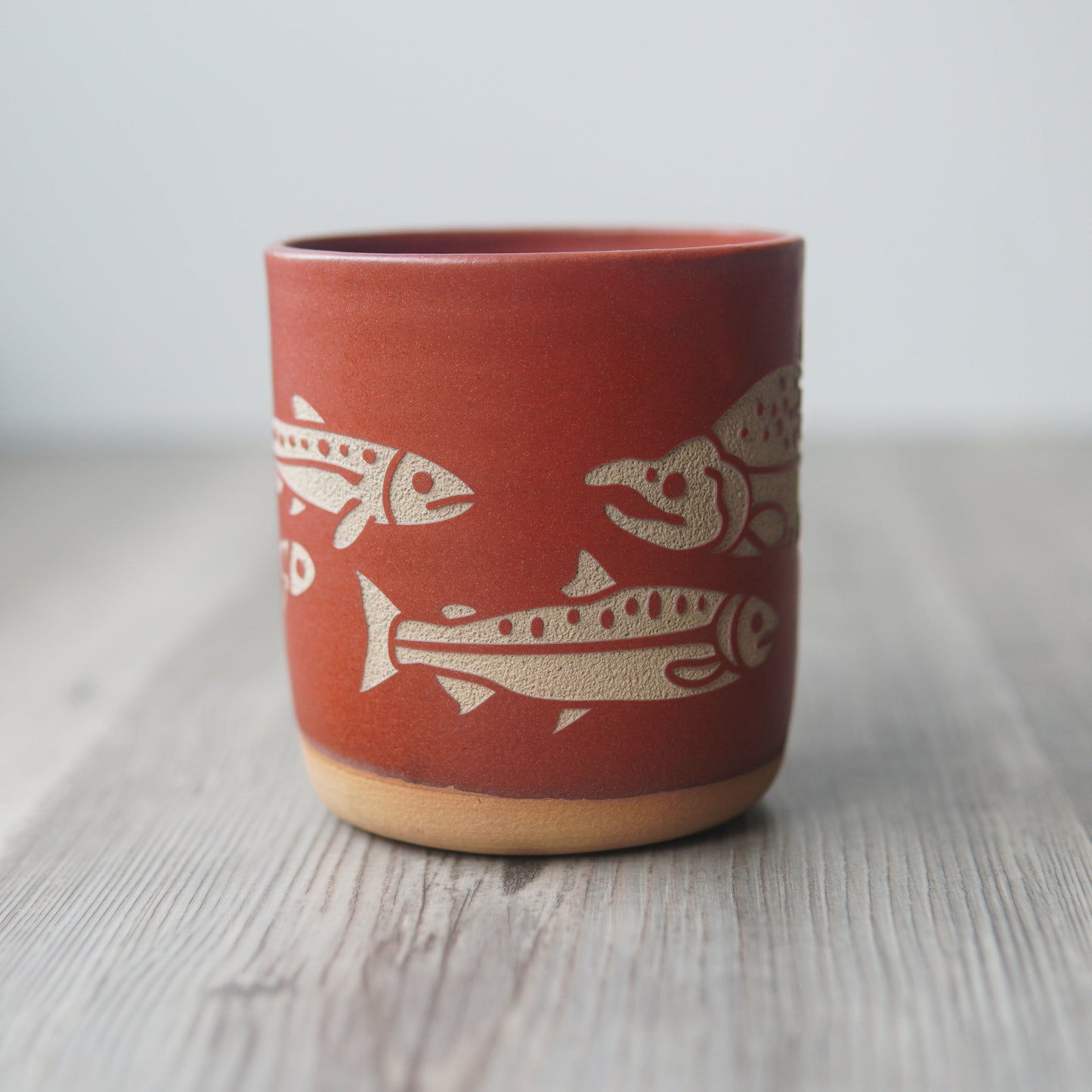 Salmon Fish Mug, Farmhouse Style Handmade Pottery