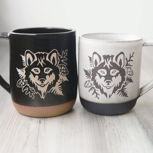 Wolf Mug, Farmhouse Style Handmade Pottery