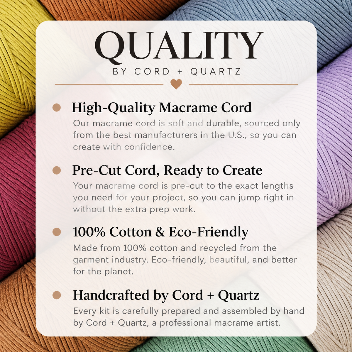 Beginner macrame heart wall hanging DIY craft kit.