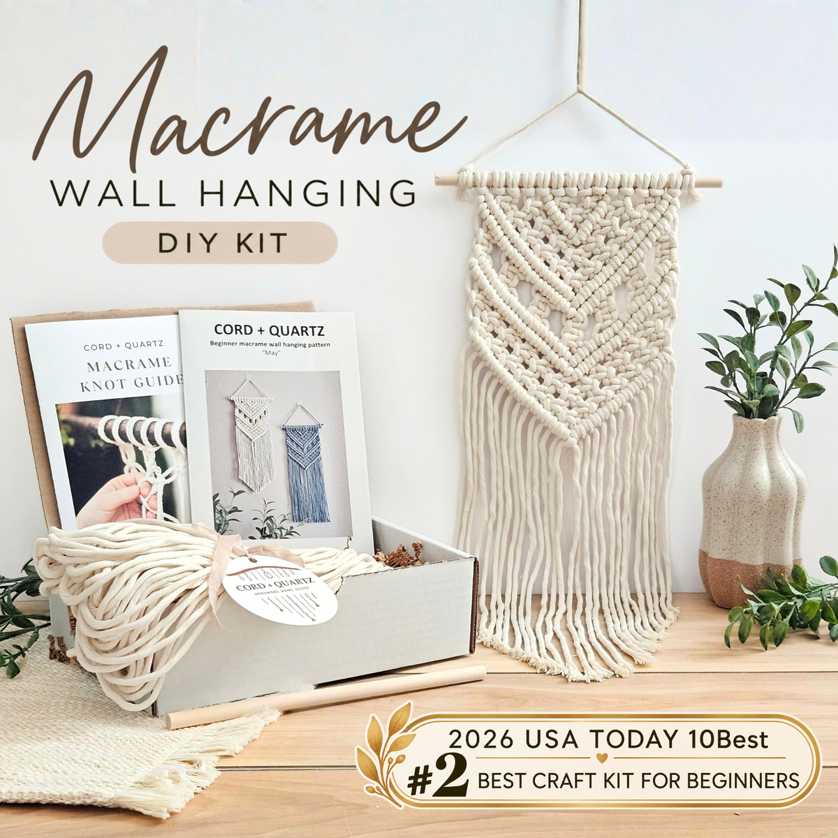 Macrame wall hanging kit "May". Beginner DIY craft kit