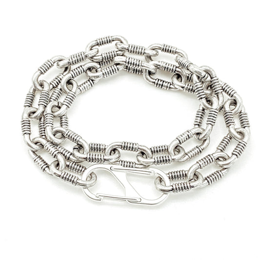 Antique Silver Chunky Double Wrap Bracelet-Choker