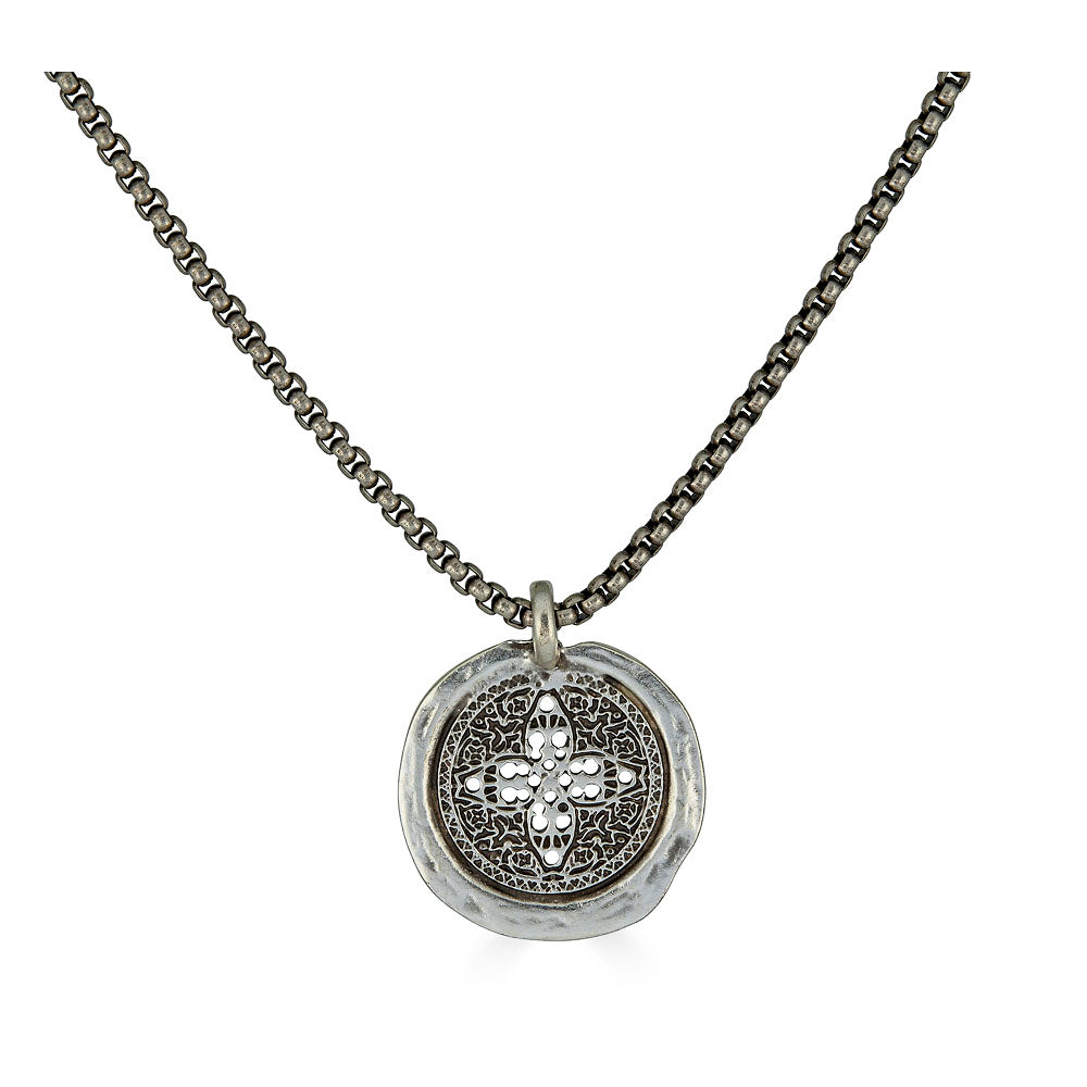 Antique Silver Filigree Coin Necklace