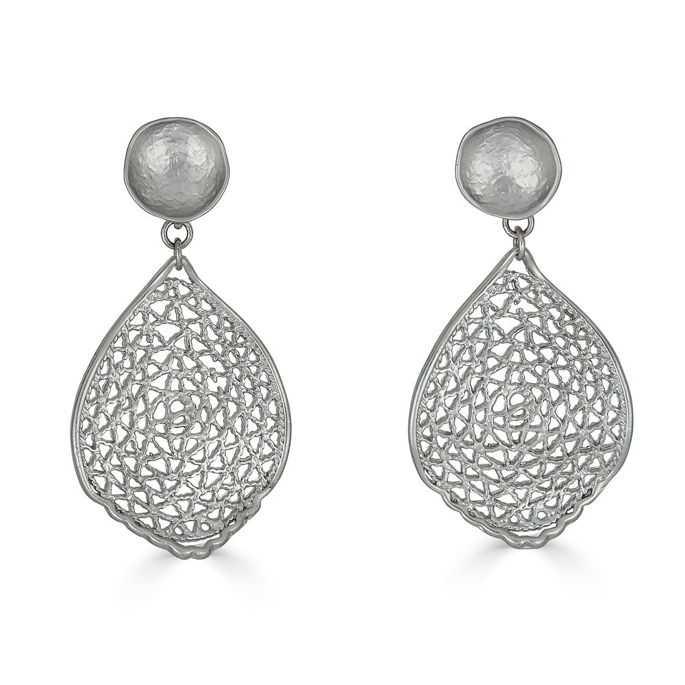 Silver Teardrop Lace Earring