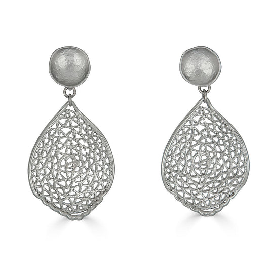 Silver Teardrop Lace Earring