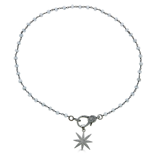 Moonstone Gemstone Necklace with Star Pendant