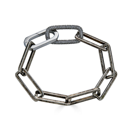 Silver Chunky Rectangle Paperclip Bracelet