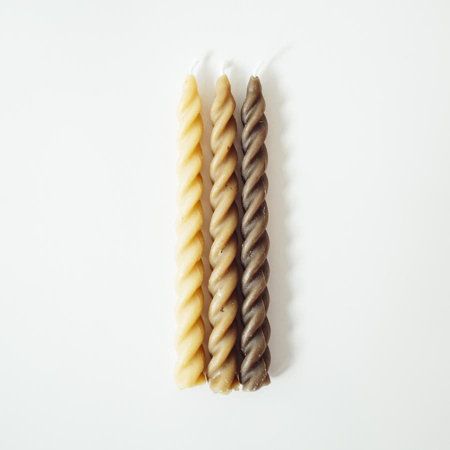 Spiral Beeswax Taper Candles