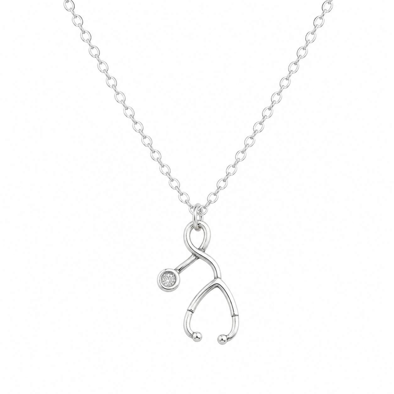 Sterling Silver Stethoscope Necklace – Handmade Medical Jewelry Gift for Doctors, Nurses & Students