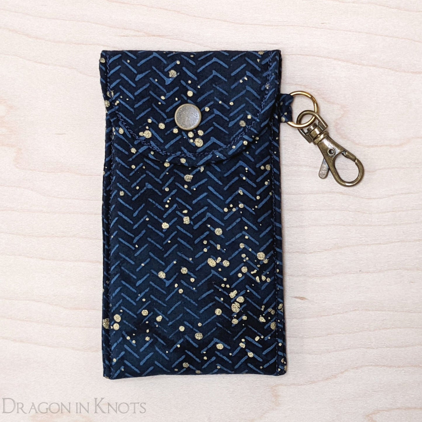 Navy and Gold Tall Lip Gloss Pouch