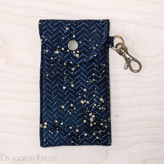 Navy and Gold Tall Lip Gloss Pouch