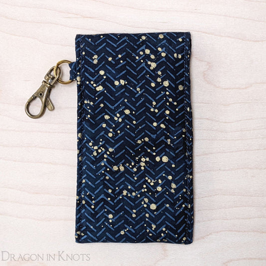 Navy and Gold Tall Lip Gloss Pouch