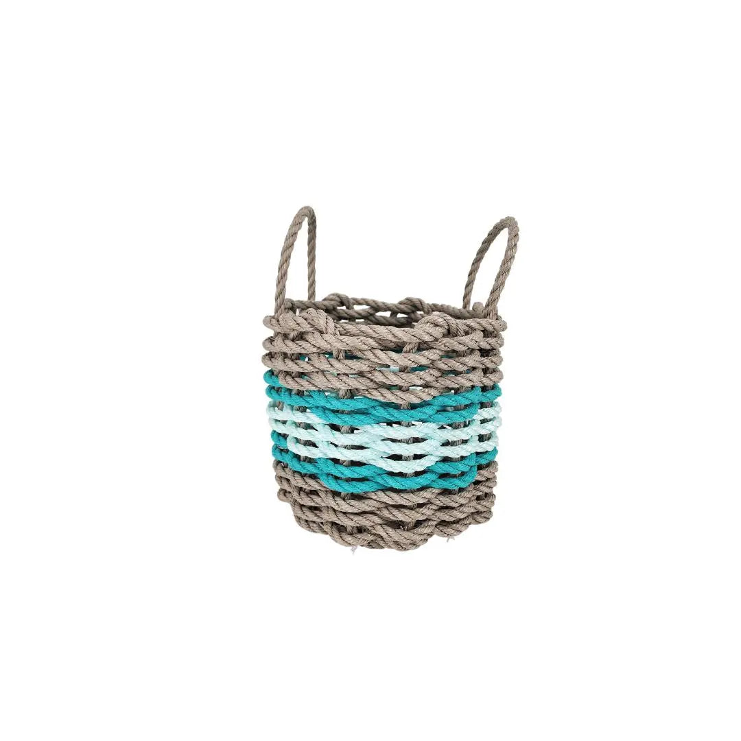 Tan, Seafoam & Teal Accent Rope Basket