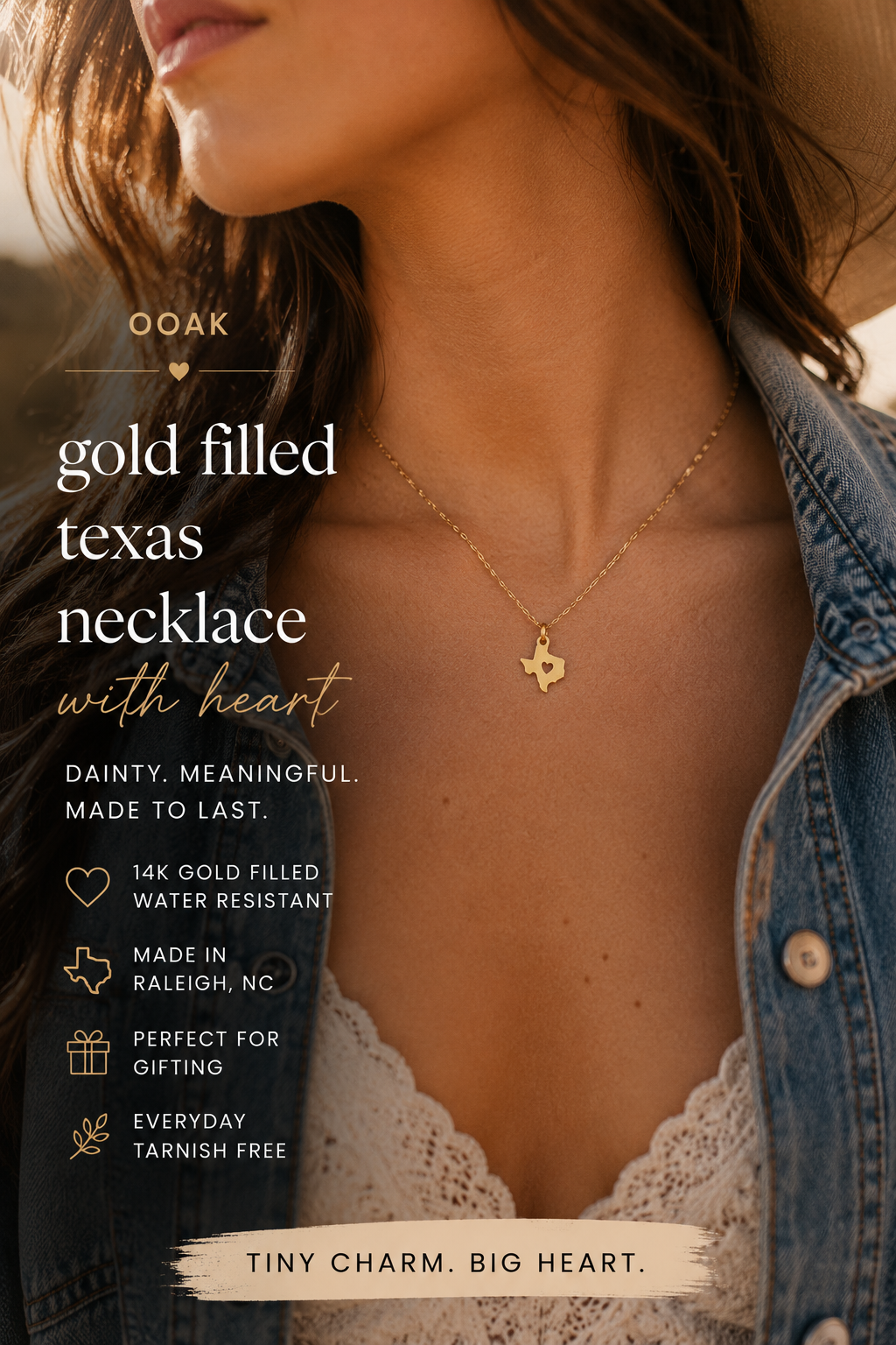 Texas State 14k Gold Filled Necklace