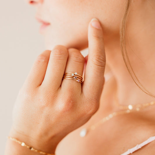 Tiny October Birthstone Ring ∙ Pink Tourmaline