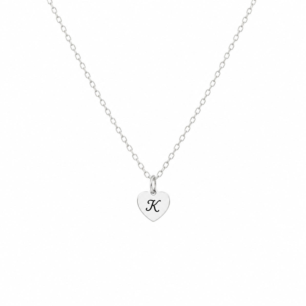 Personalized Sterling Silver Heart Flower Girl Necklace