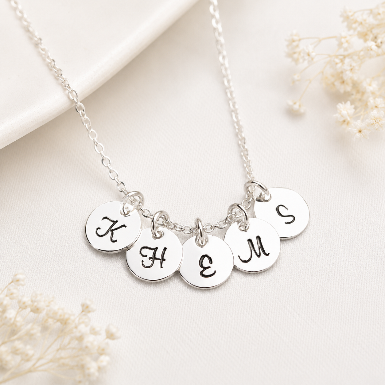 Tiny Initial Necklace - Hand Stamped Sterling Silver Initial Necklace