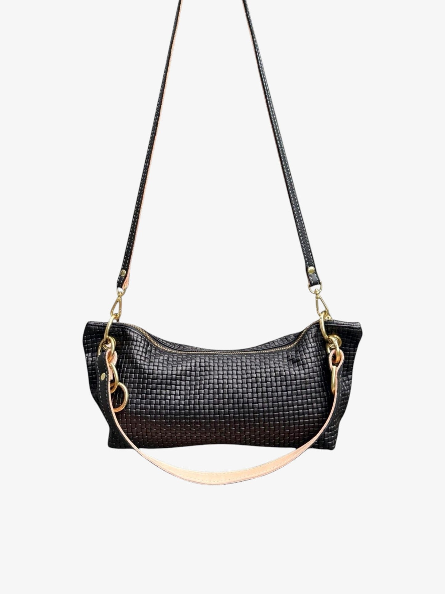 Blair Shoulder Bag, Black Embossed Leather