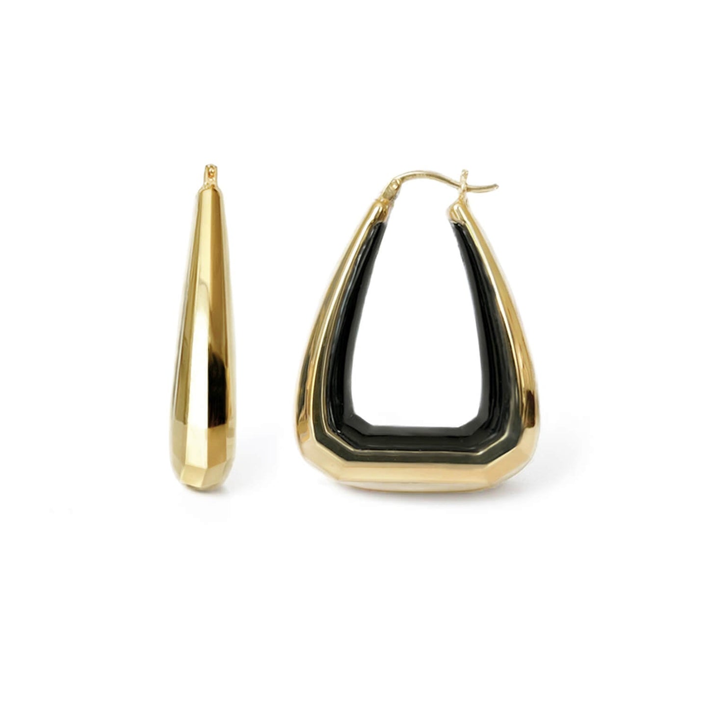 Triangle Gem Cut Hoop Earrings