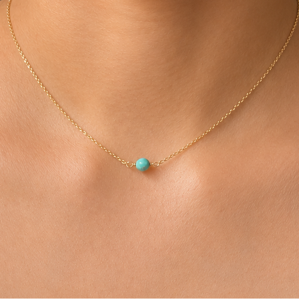 Turquoise Choker Necklace with Swarovski Clasp
