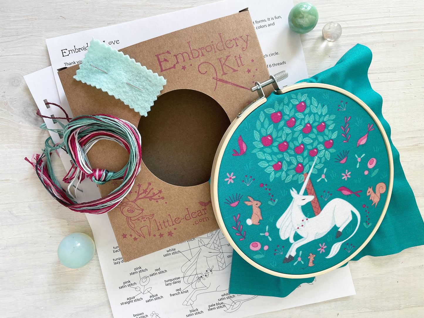 Unicorn Garden Full Kit Hand Embroidery DIY