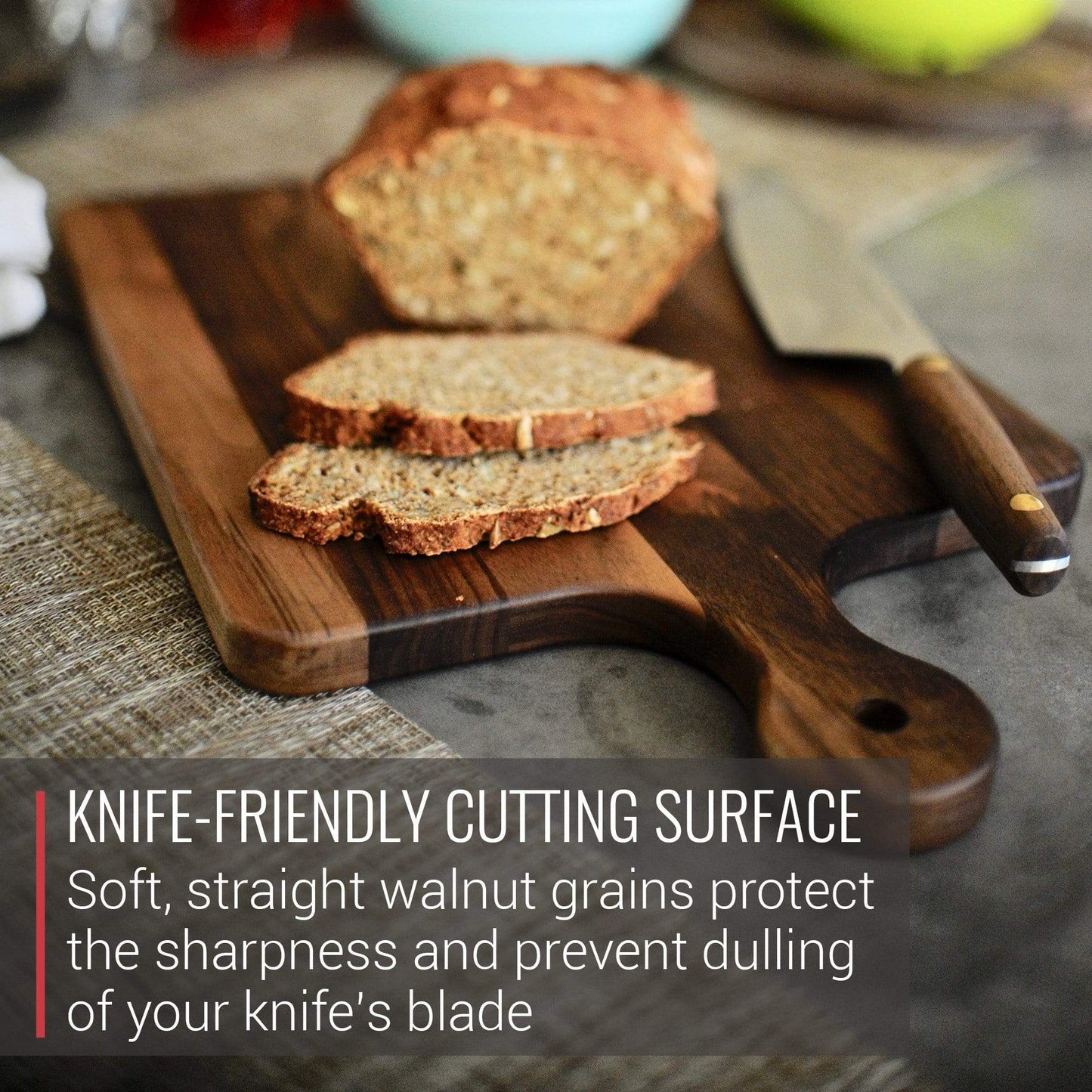 Mom's Cutting Board - 10 x 16 Walnut Cutting Board with Knob Handle