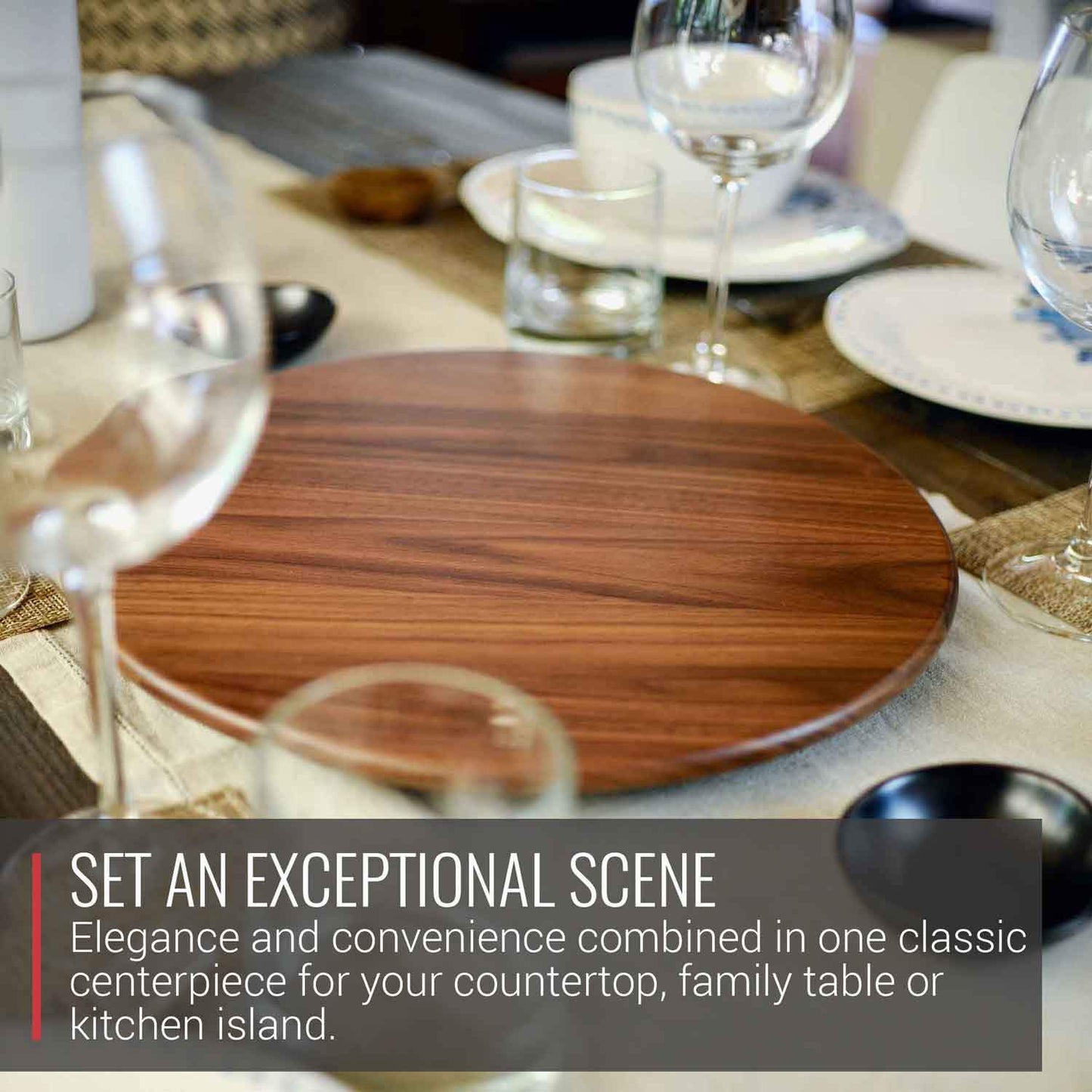 Walnut Wood Lazy Susan Centerpiece