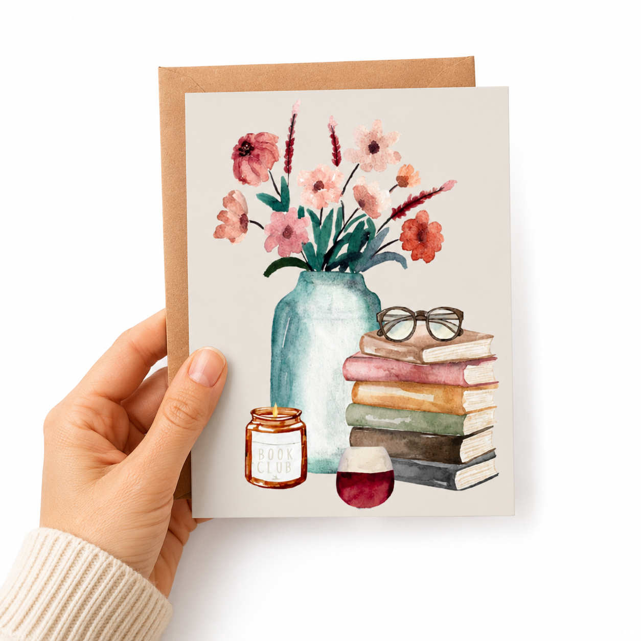Book Club Watercolor Greeting Card