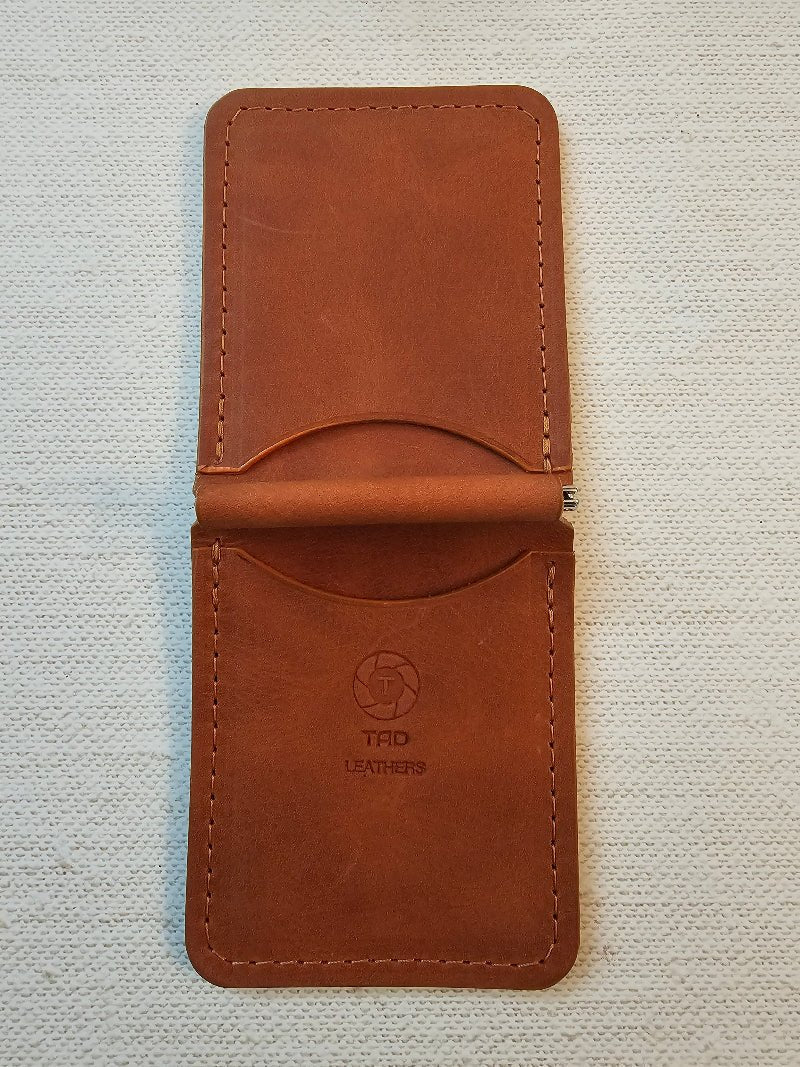 Handcrafted Leather Money Clip -Peach | Premium Full-Grain Leather | Tad Leathers"