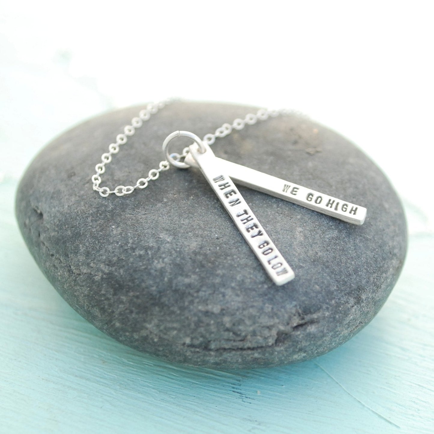 "When they go low, we go high" -Michelle Obama Quote necklace