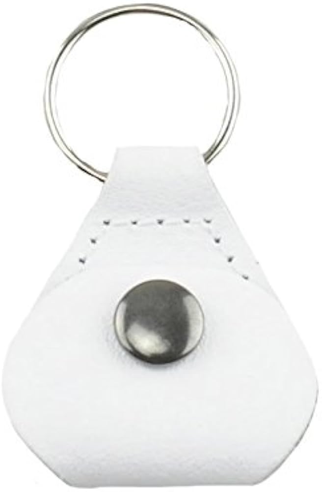 Leather Guitar Pick Holder Keychain – Snap Case for Picks – Black, Brown, Tan or White – Gift for Guitar Player